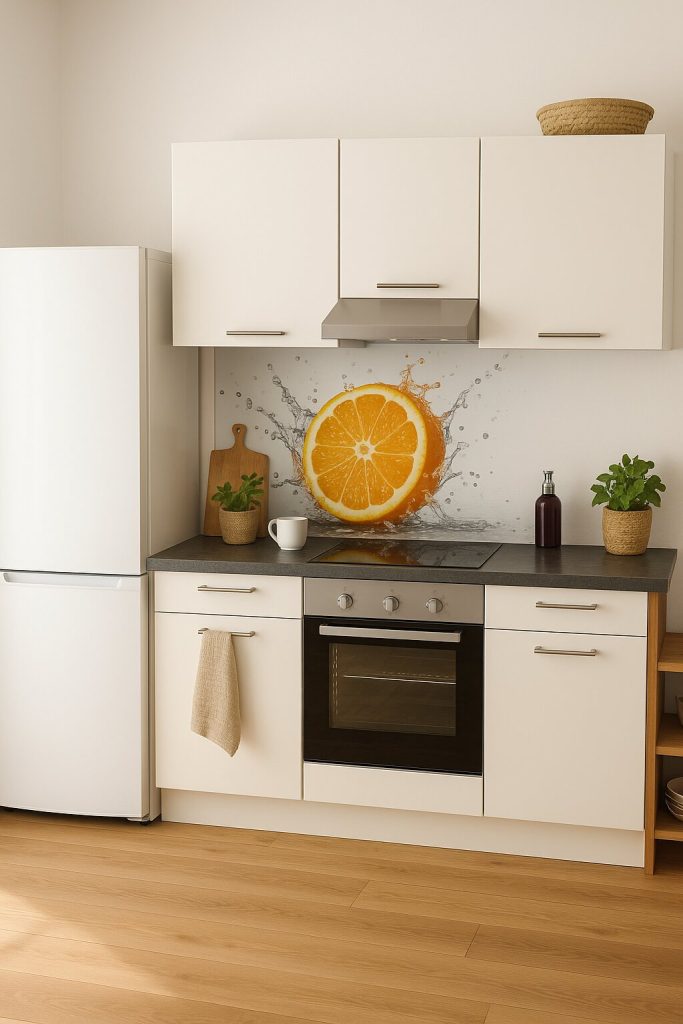 Küchenzeile im Oststadt Apartment Karlsruhe mit Arbeitsfläche