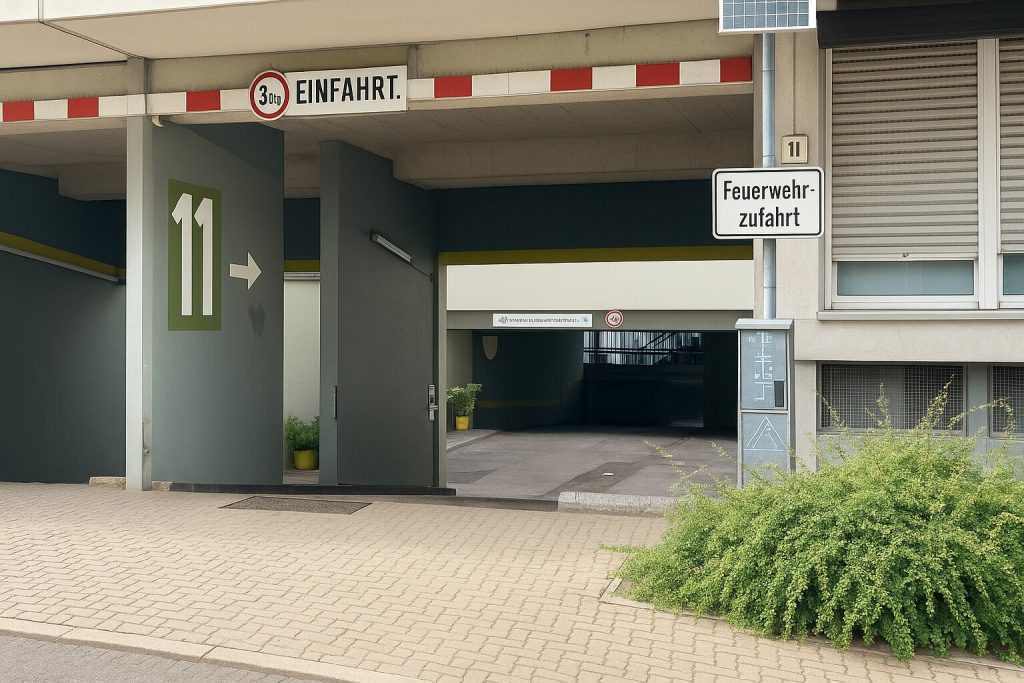 Tiefgarageneinfahrt beim Oststadt Apartment Karlsruhe