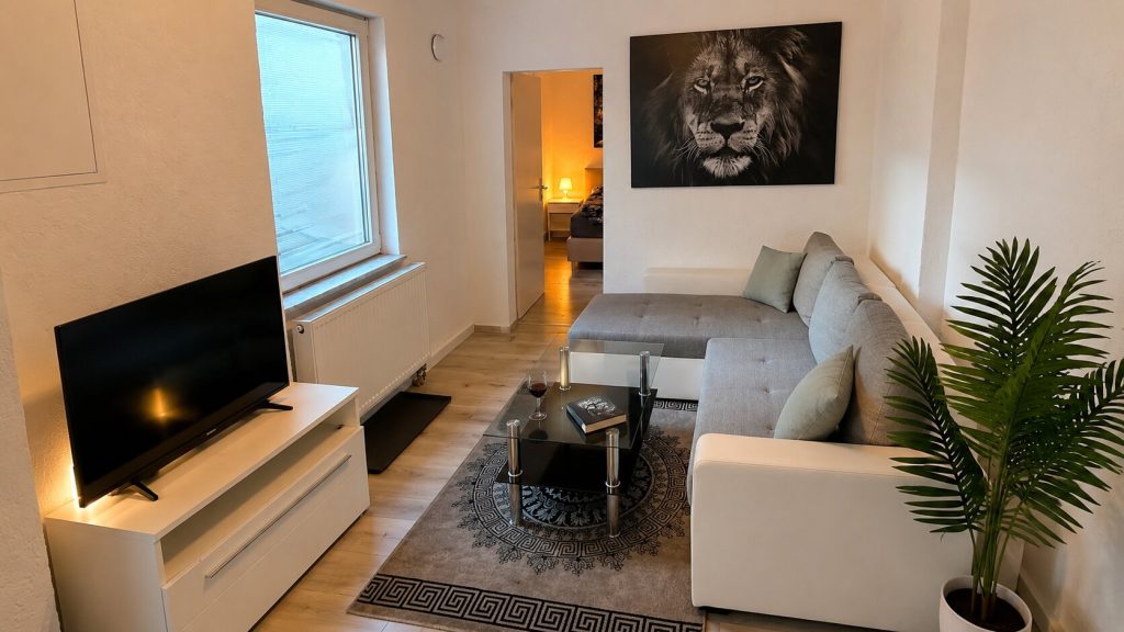 Hinterhaus am Schloss Karlsruhe – Wohnzimmer mit Smart-TV